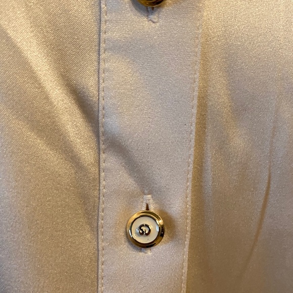 St. John Collection Cream Satin Ruffle Blouse - Picture 3 of 14